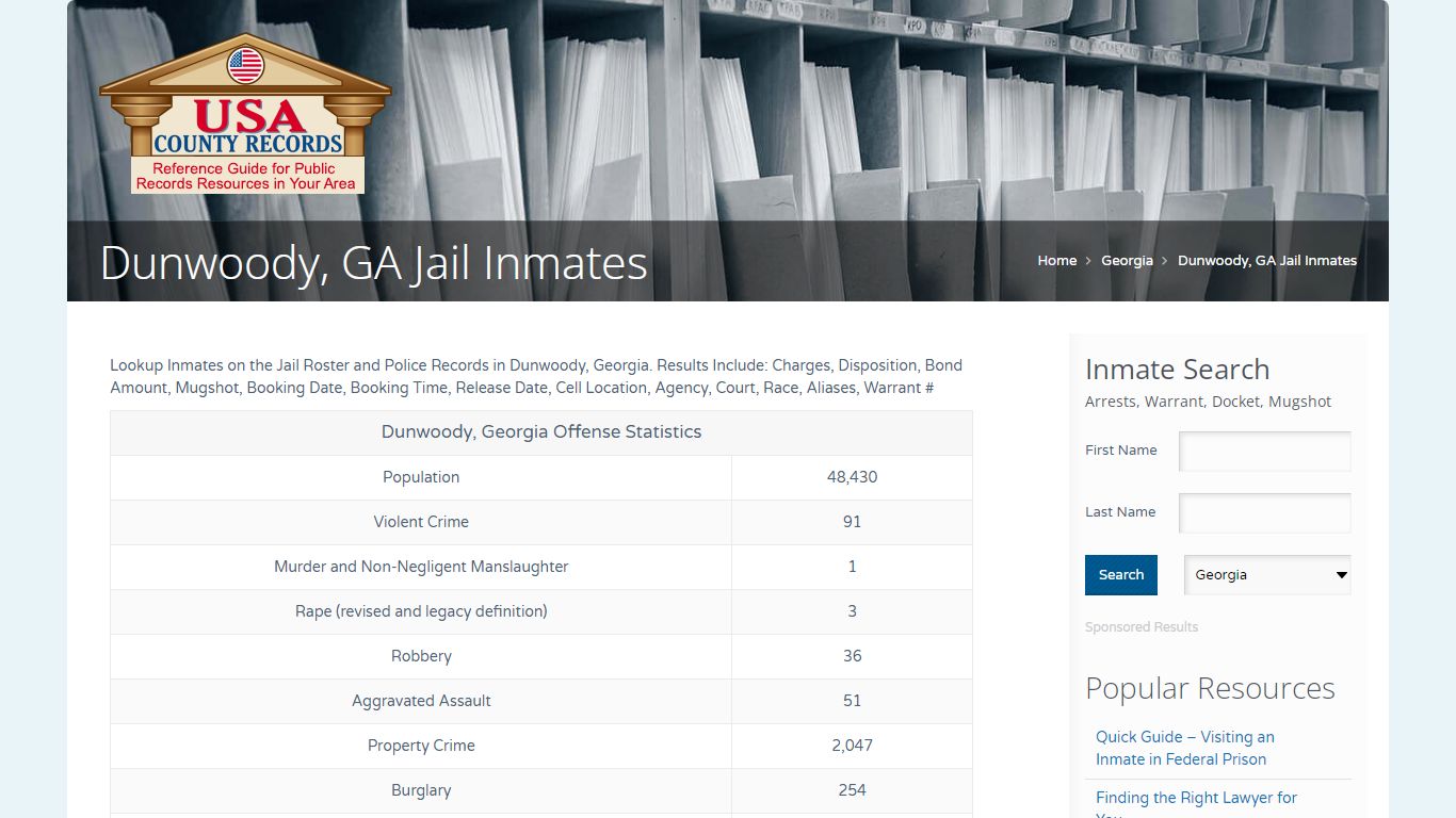 Dunwoody, GA Jail Inmates | Name Search