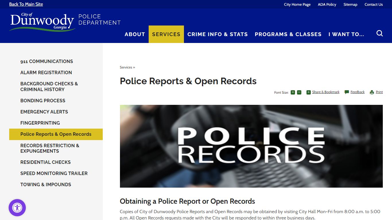 Police Reports & Open Records | City of Dunwoody